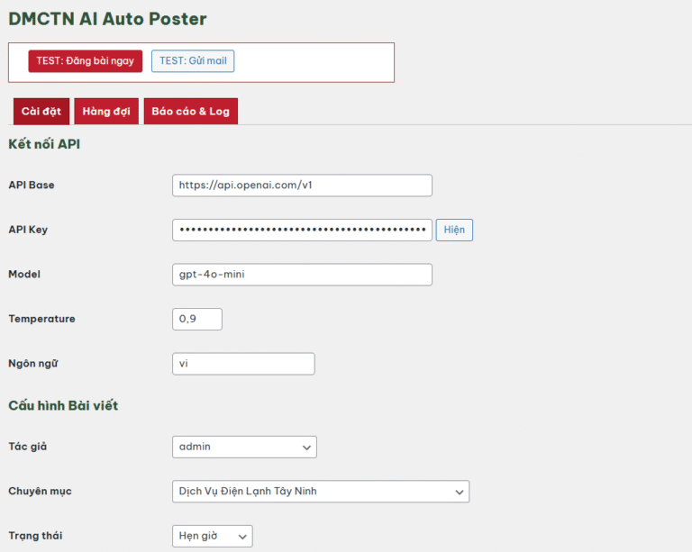 Plugin DMCTN AI Auto Poster – Nuôi site tự động bằng AI (TẠO BỞI BÙI VĂN TĨNH)